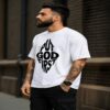 men's down solder oversized printed t shirt (white)