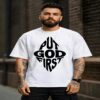 men's down solder oversized printed t shirt (white)