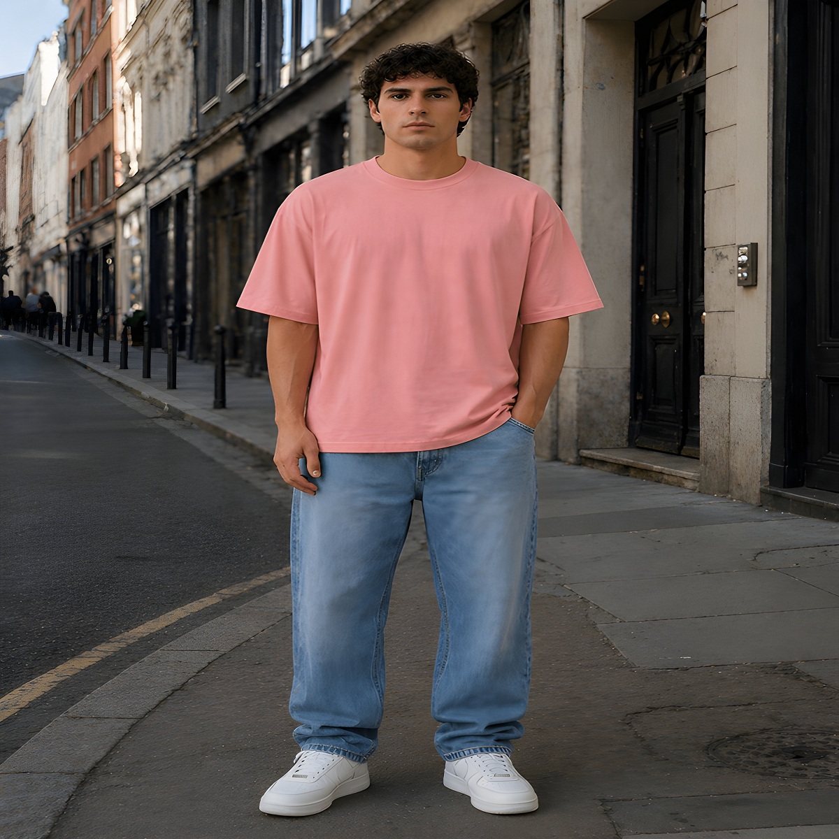 men's down solder oversized plain t shirt