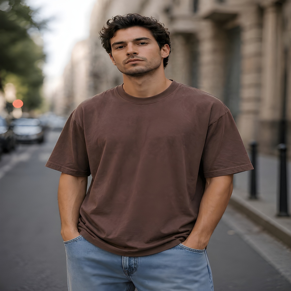men's down solder oversized plain t shirt