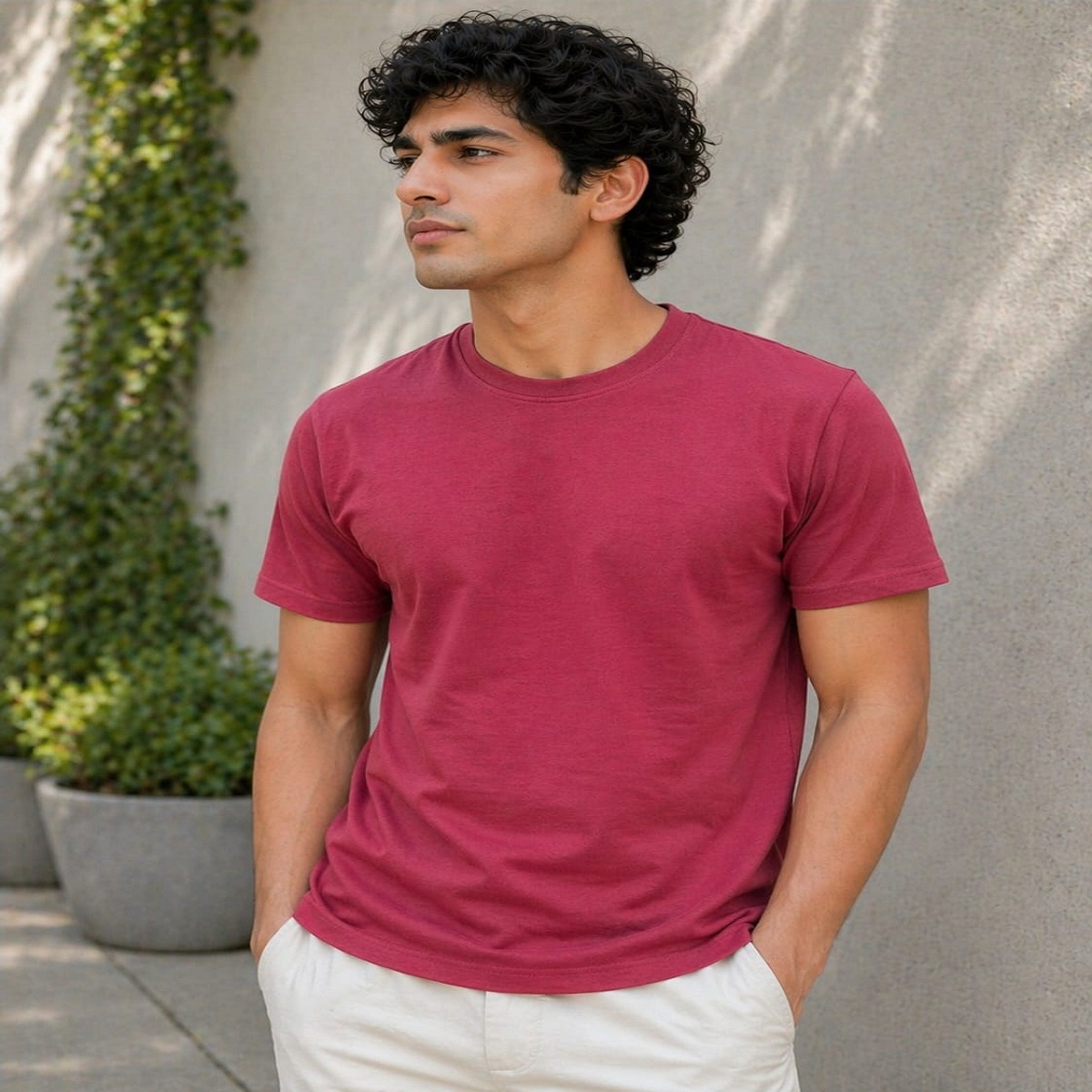 regular fit plain tee everyday wear