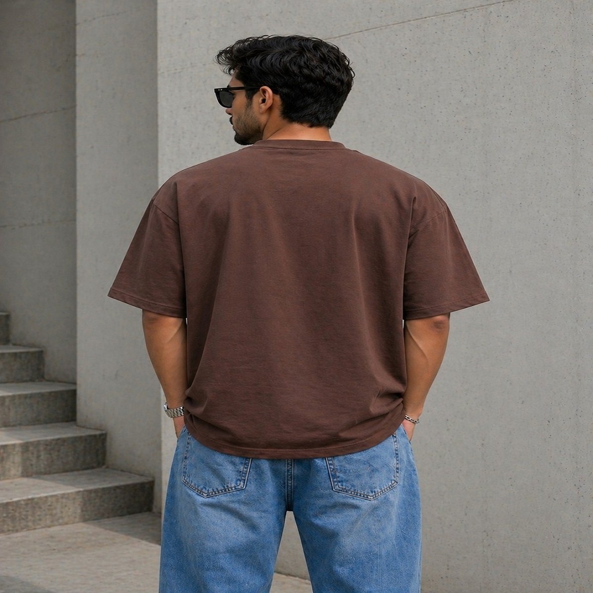 men's down solder oversized printed t shirt (white) men's down solder oversized printed t shirt (white)