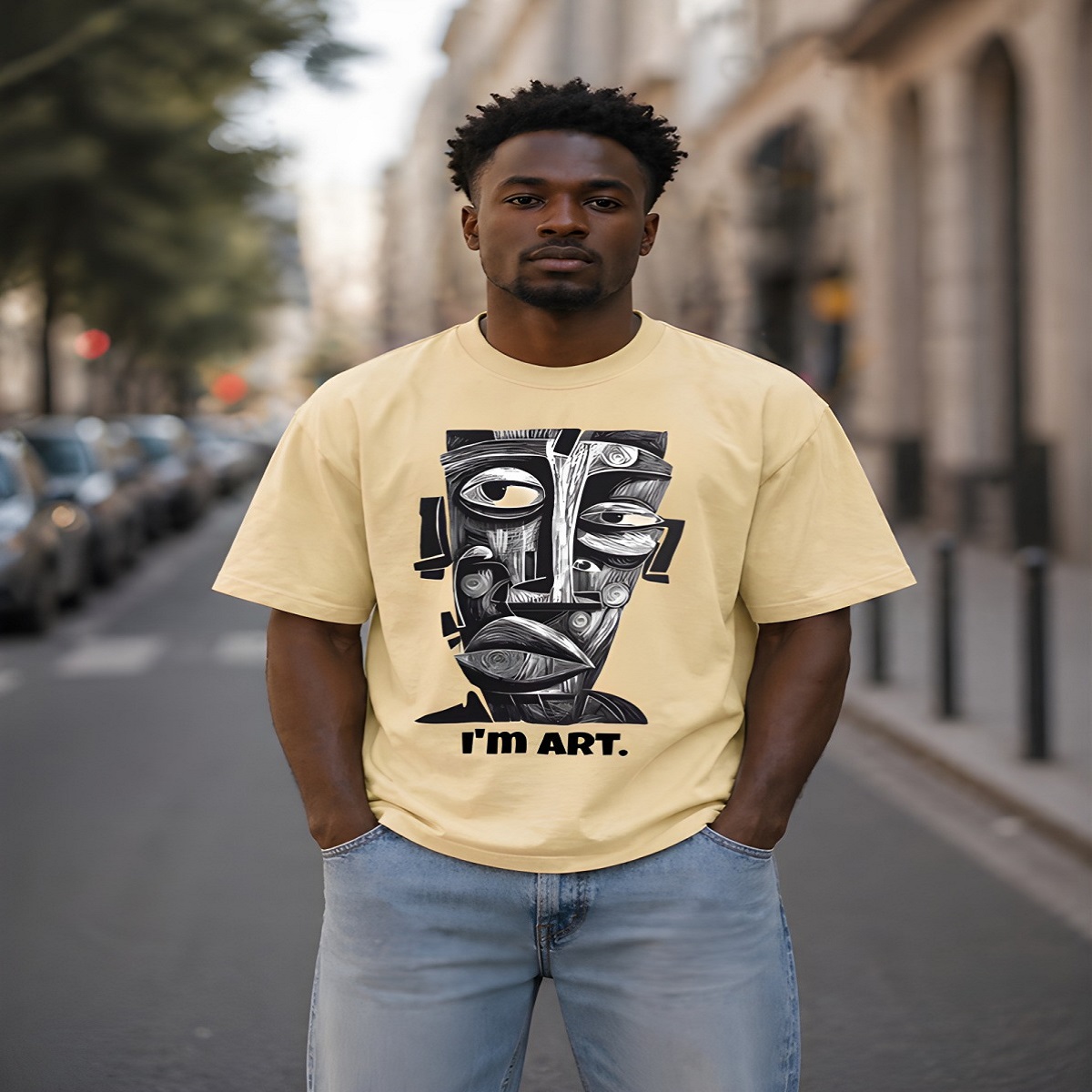 men's down solder oversized printed t shirt (white) men's down solder oversized printed t shirt (white)