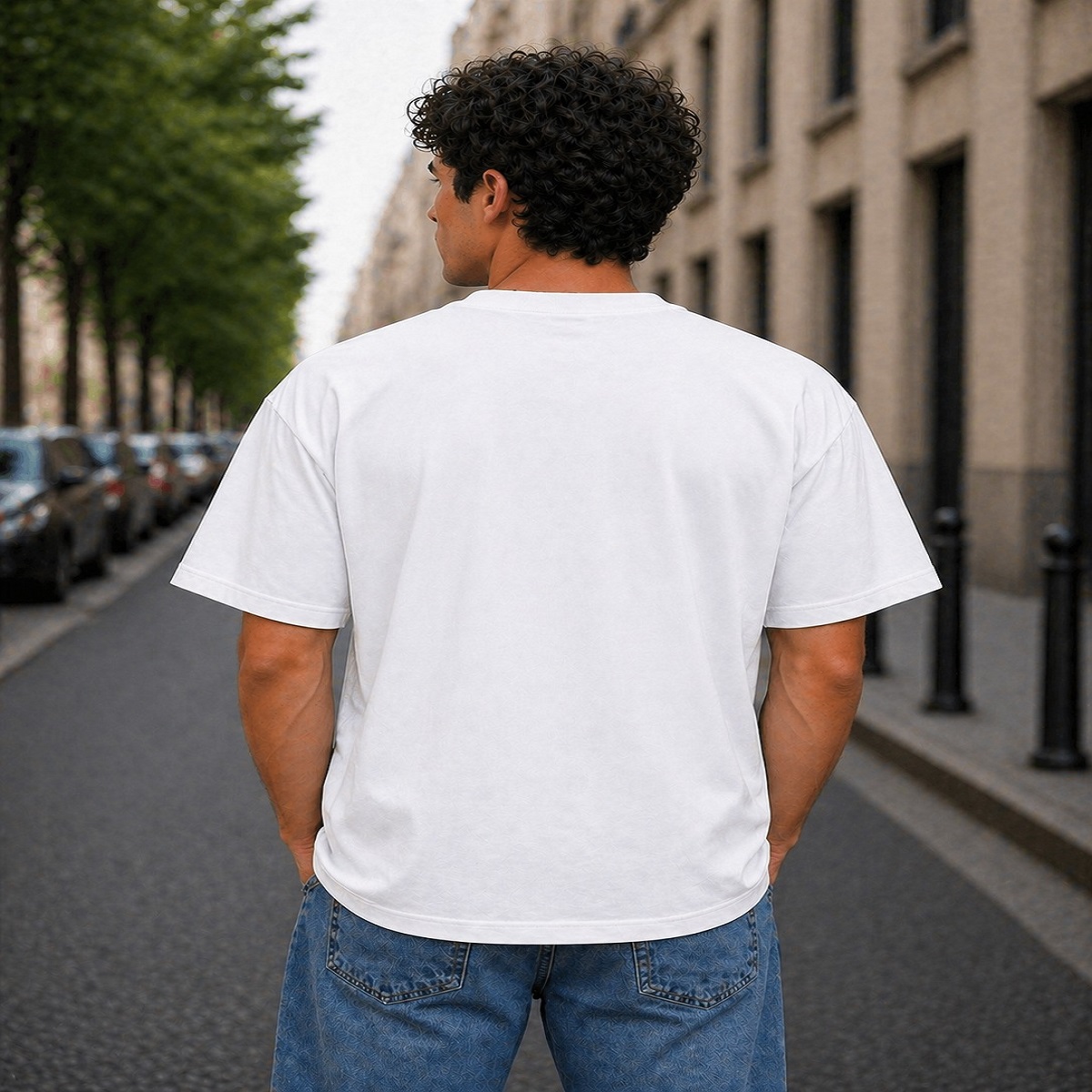 men's down solder oversized printed t shirt (white) men's down solder oversized printed t shirt (white)