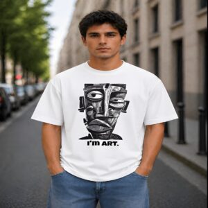 men's down solder oversized printed t shirt (white)