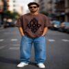 men's down solder oversized printed t shirt (white)
