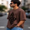 men's down solder oversized printed t shirt (white)