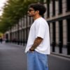 men's down solder oversized plain t shirt