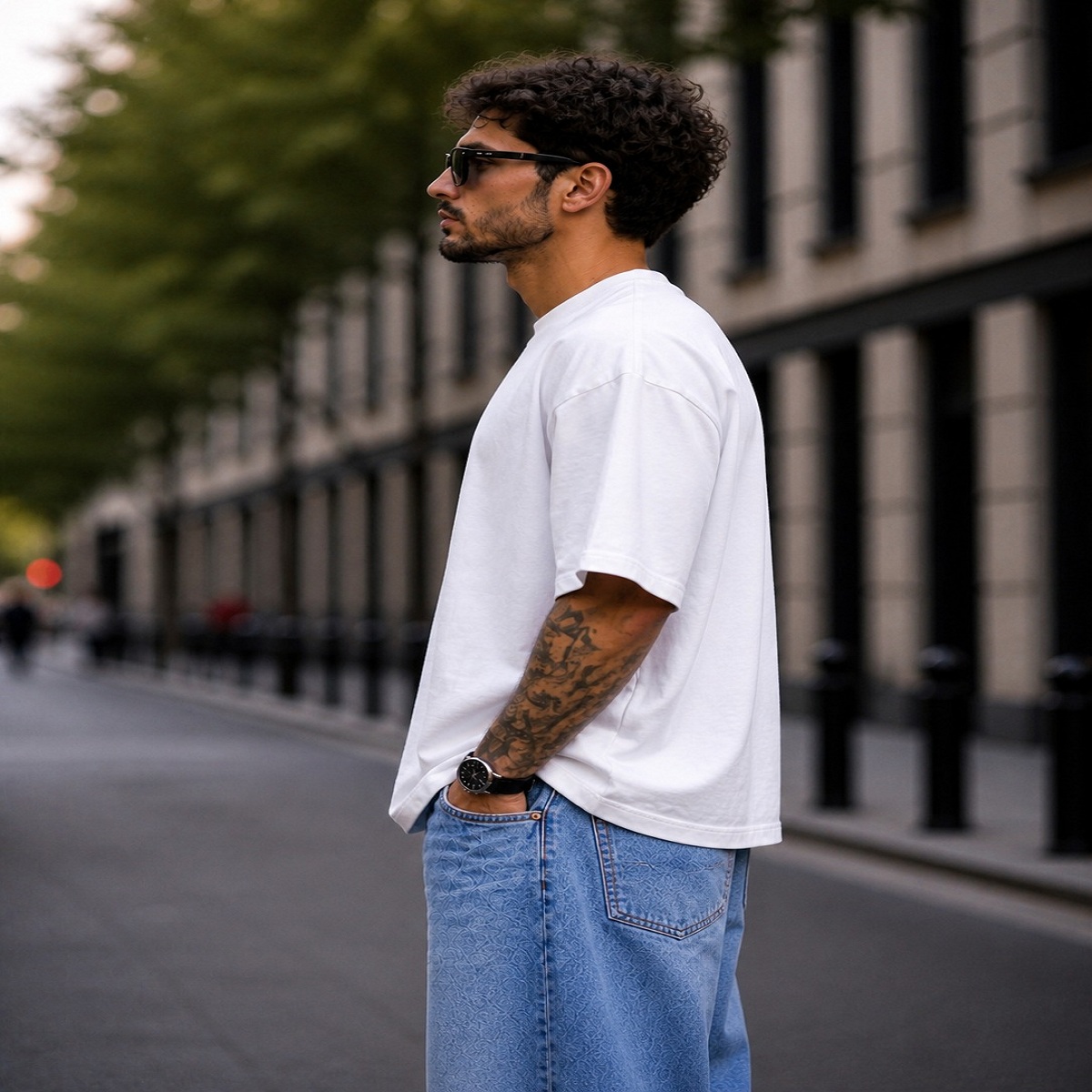 men's down solder oversized plain t shirt
