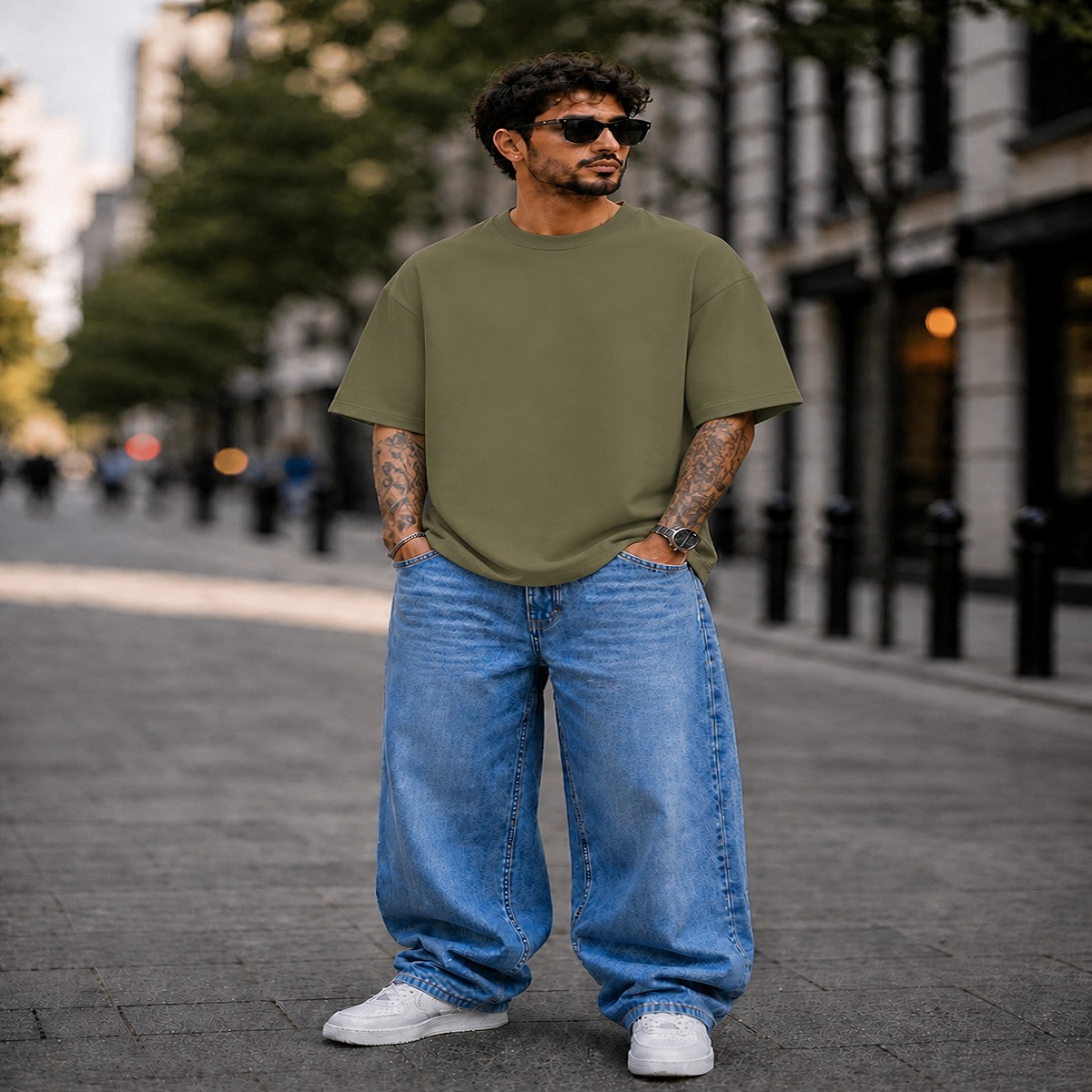 men's down solder oversized plain t shirt