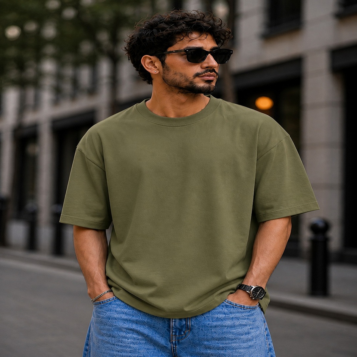 men's down solder oversized plain t shirt