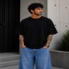 men's down solder oversized printed t shirt (black)