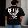 men's down solder oversized printed t shirt (black)