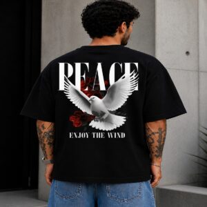 men's down solder oversized printed t shirt (black)