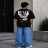 men's down solder oversized printed t shirt (black)