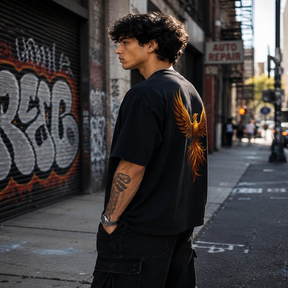 golden phoenix oversized black t shirt golden phoenix oversized black t shirt