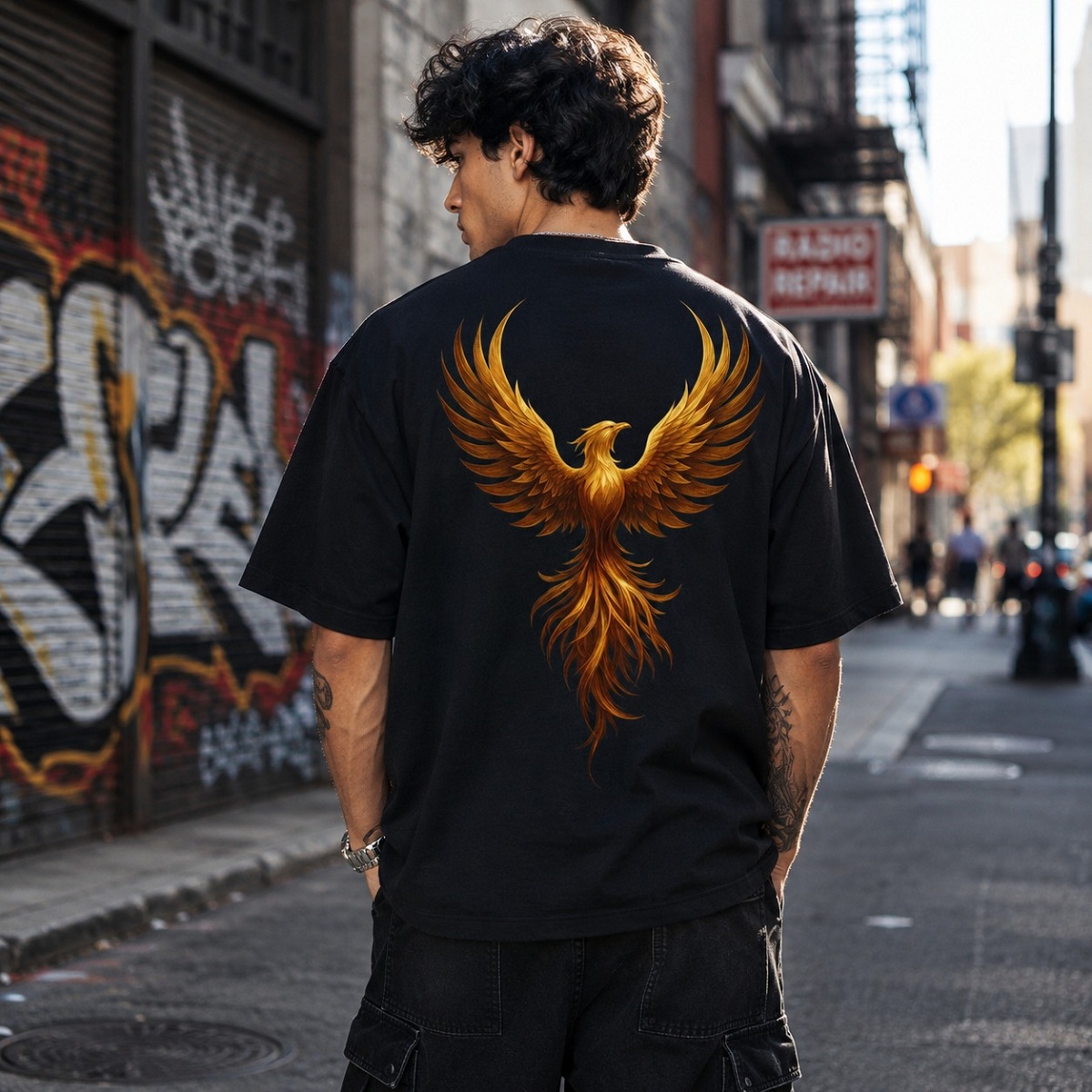 golden phoenix oversized black t shirt golden phoenix oversized black t shirt