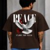 peace dove oversized black t shirt (black)