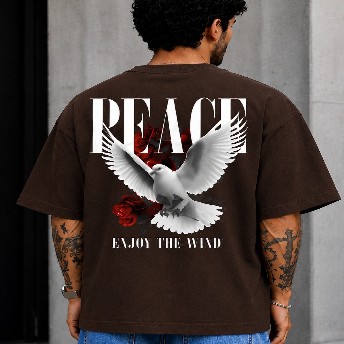 peace dove oversized black t shirt (black)