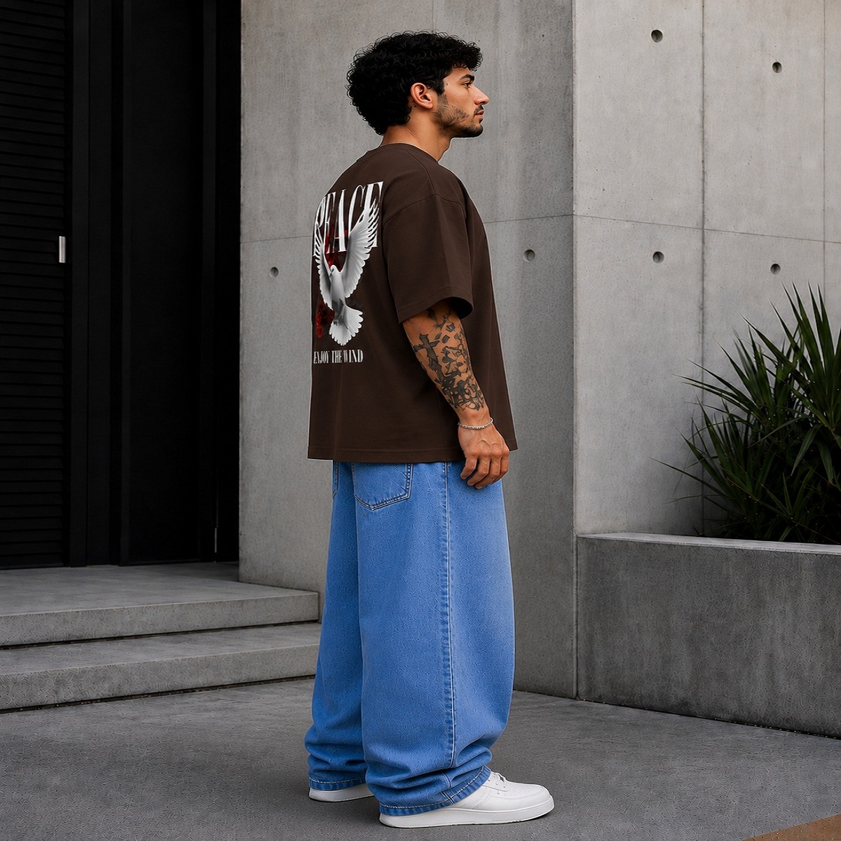 peace dove oversized black t shirt (black)