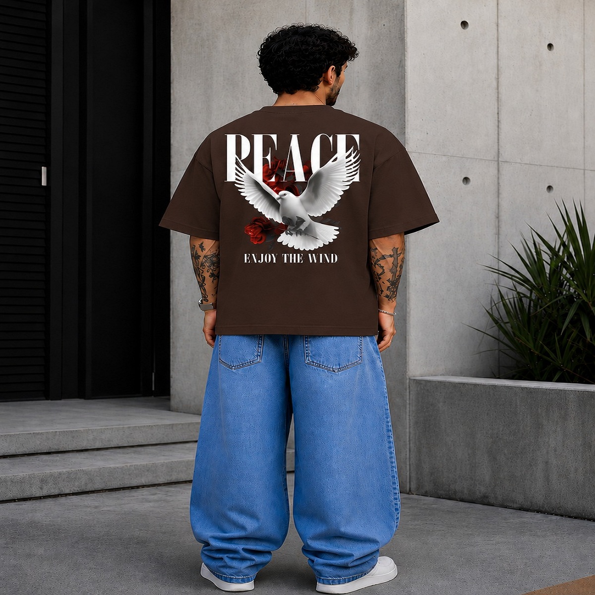 peace dove oversized black t shirt (black)