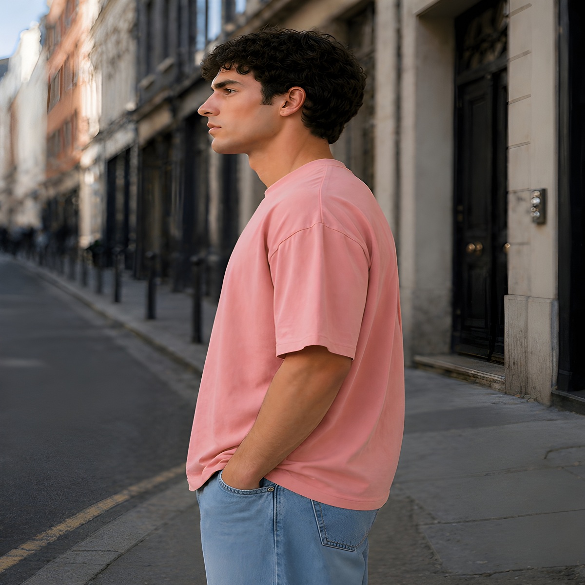 men's down solder oversized plain t shirt