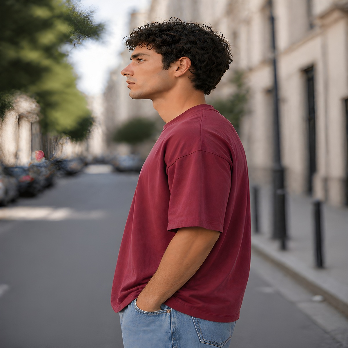 men's down solder oversized plain t shirt