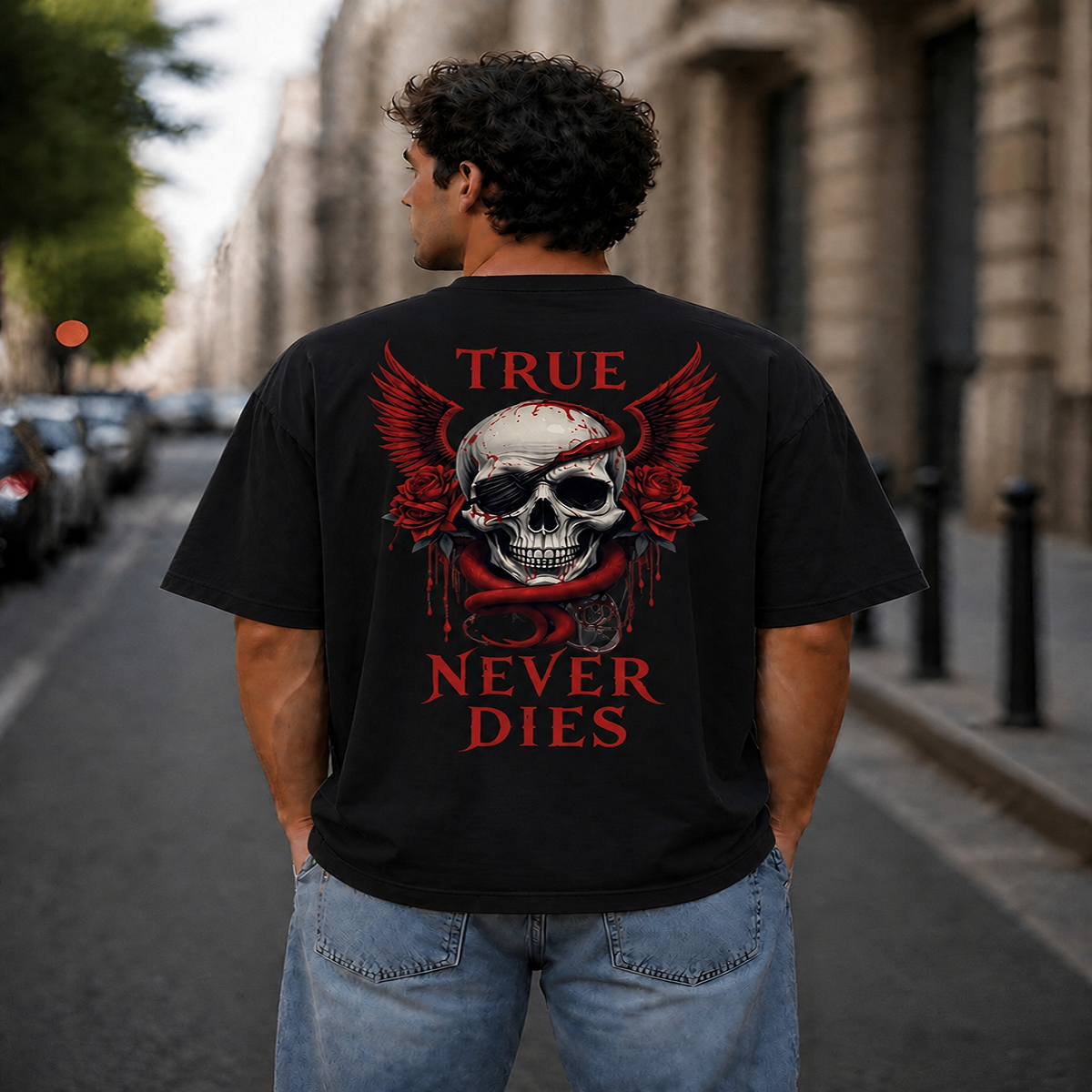 True Never Dies Skull Streetwear Mens T Shirts