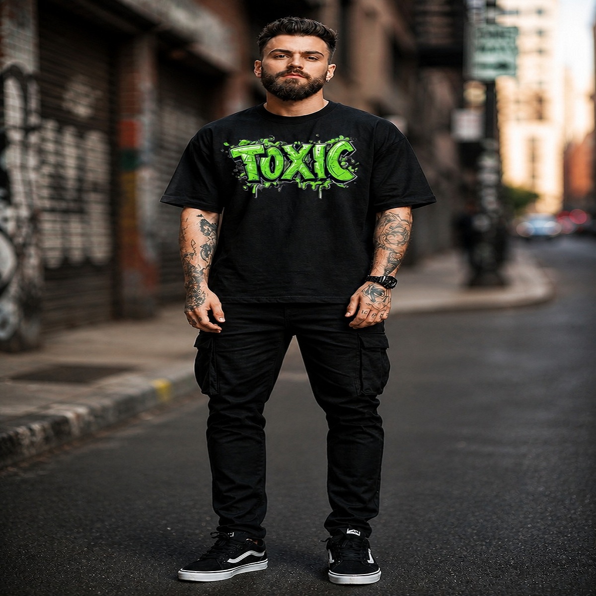 men’s down solder oversized printed t shirt