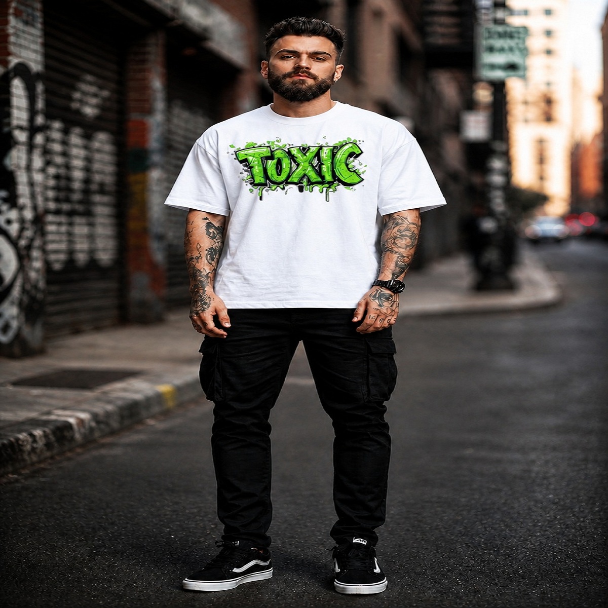 men’s down solder oversized printed t shirt