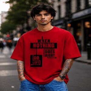 nothing goes right oversized t shirt (red)