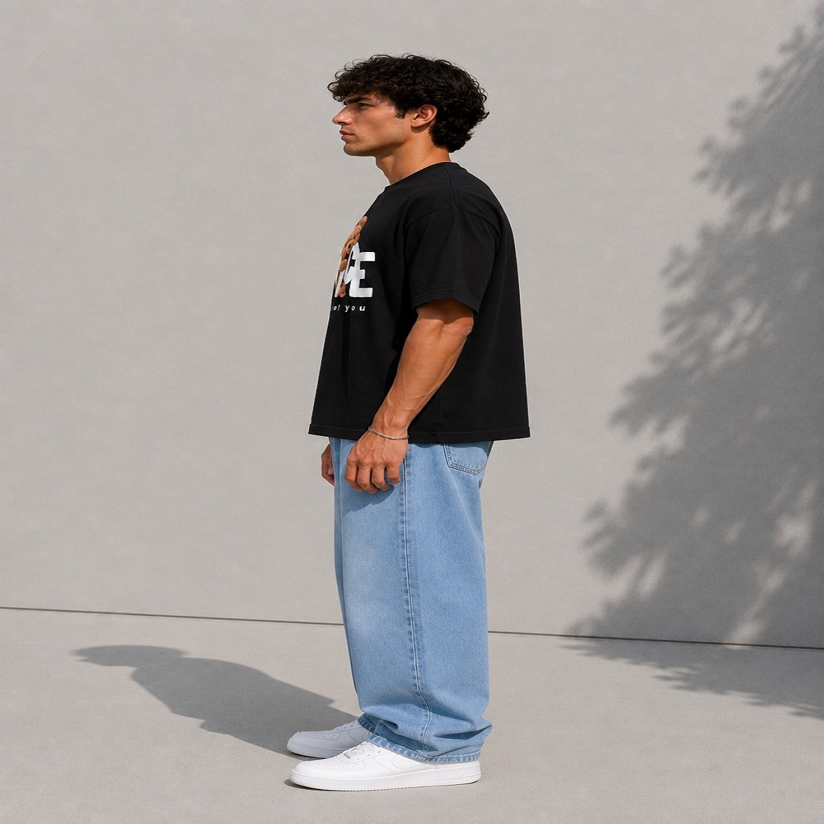 Nice To Meet You Boxy Fit T-Shirt (Black)