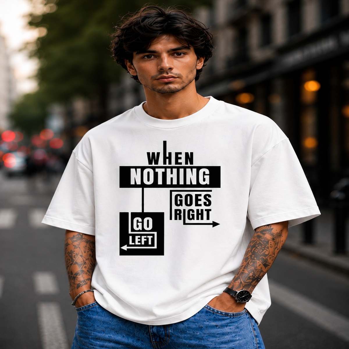 Nothing Goes Right Oversized Mens T Shirts