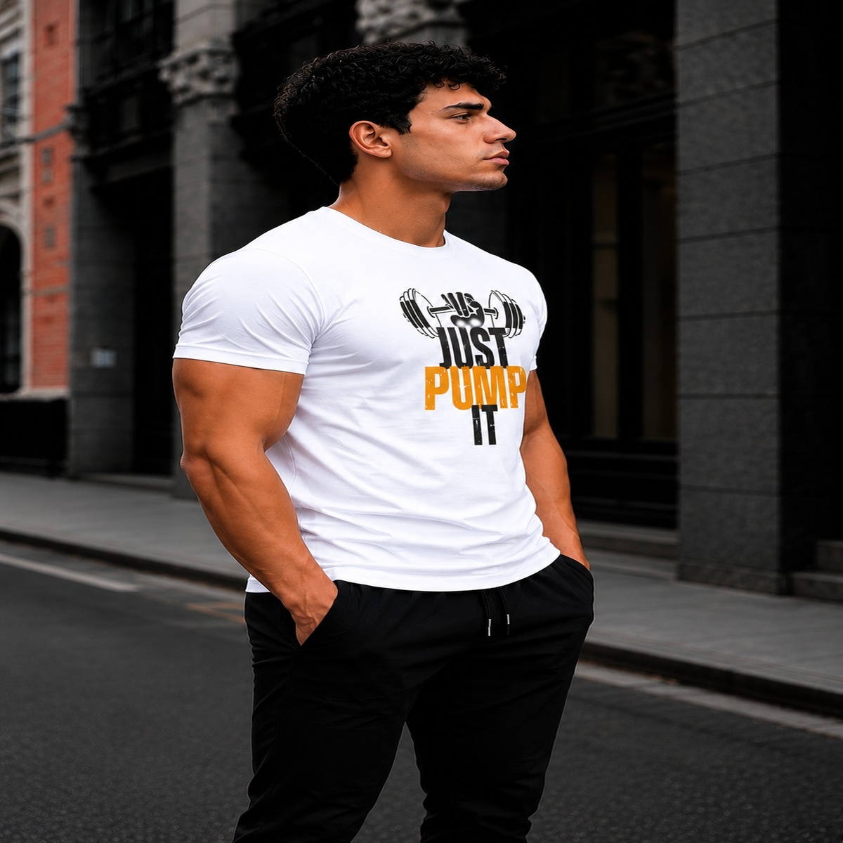 Just Pump It Gym Fit T-Shirt (White) Just Pump It Gym Fit T-Shirt (White)
