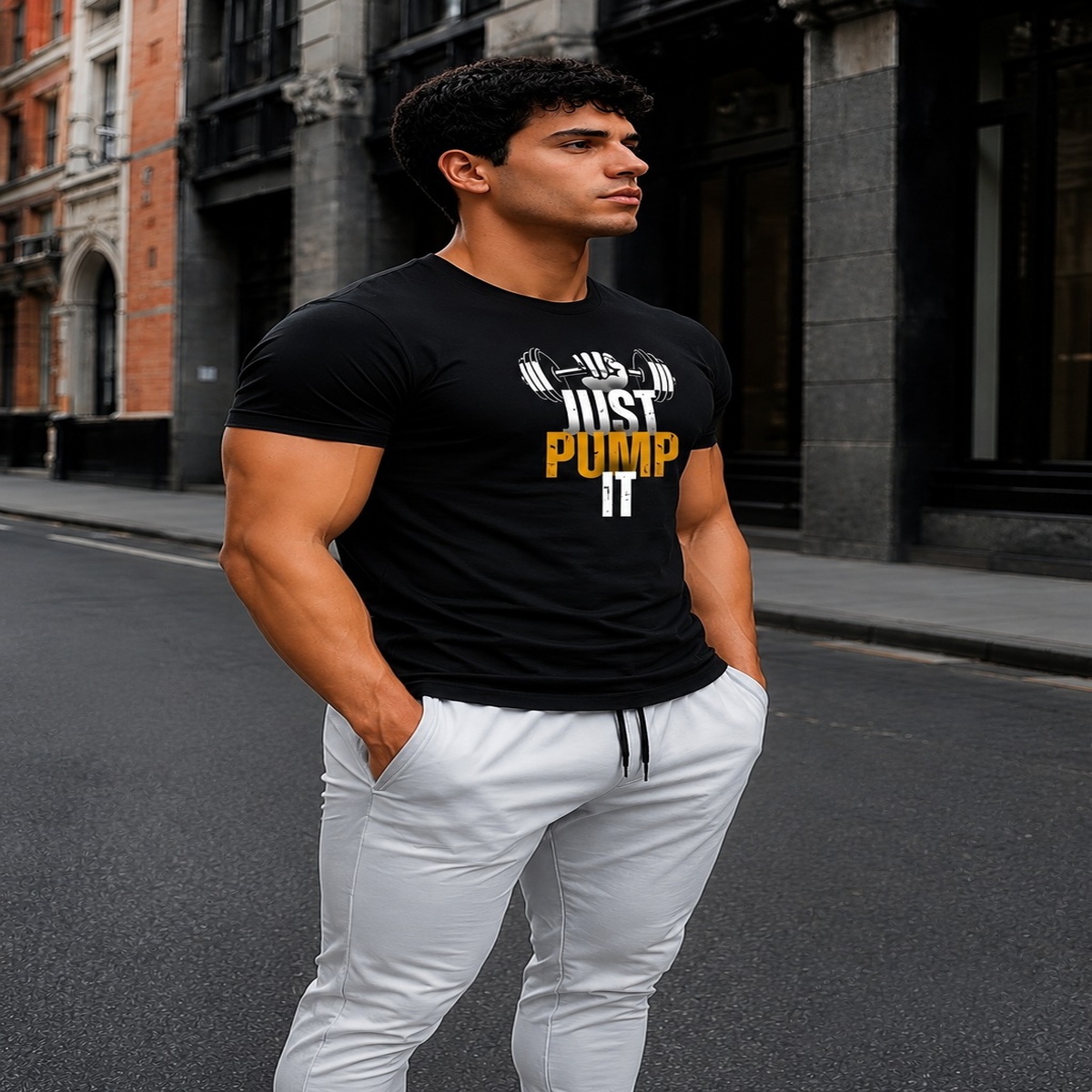 Just Pump It Gym Fit T-Shirt (Black) Just Pump It Gym Fit T-Shirt (Black)