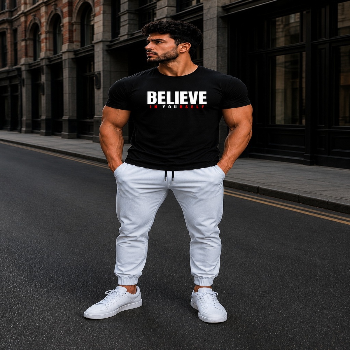 Believe In Yourself Gym Fit T-Shirt (Black) Believe In Yourself Gym Fit T-Shirt (Black)