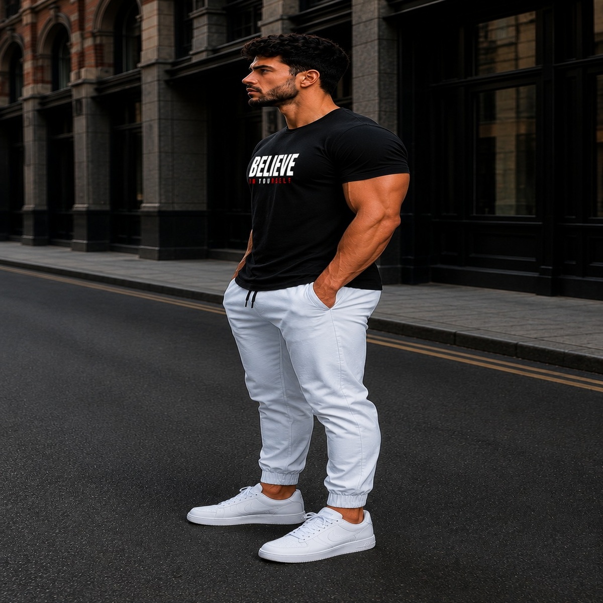 Believe In Yourself Gym Fit T-Shirt (Black) Believe In Yourself Gym Fit T-Shirt (Black)