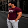 Believe In Yourself Gym Fit T-Shirt (Maroon) Believe In Yourself Gym Fit T-Shirt (Maroon)