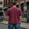 Fearless Acid Wash oversized Graphic Tee (Maroon)