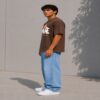 Nice To Meet You Boxy Fit T-Shirt (Brown)
