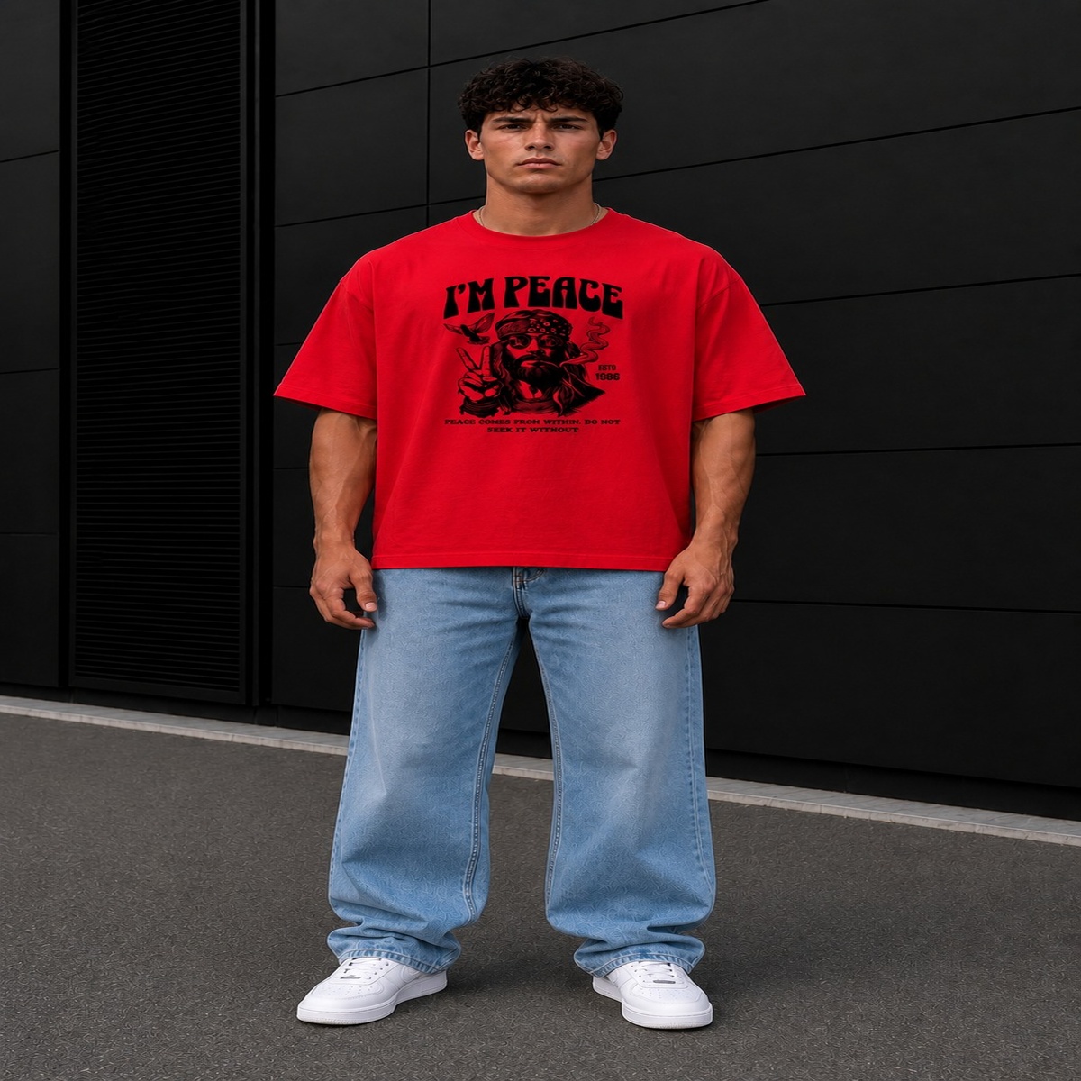 I Am Peace Boxy Fit T-Shirt (Red) I Am Peace Boxy Fit T-Shirt (Red)