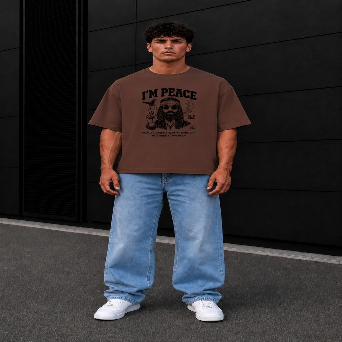 I Am Peace Boxy Fit T-Shirt (Brown) I Am Peace Boxy Fit T-Shirt (Brown)