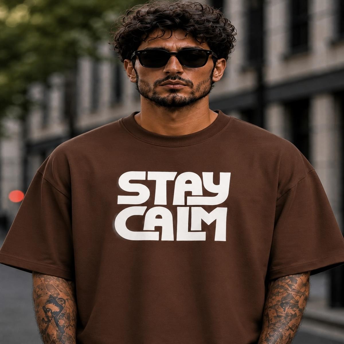 Home Stay Calm Oversized Graphic T Shirt