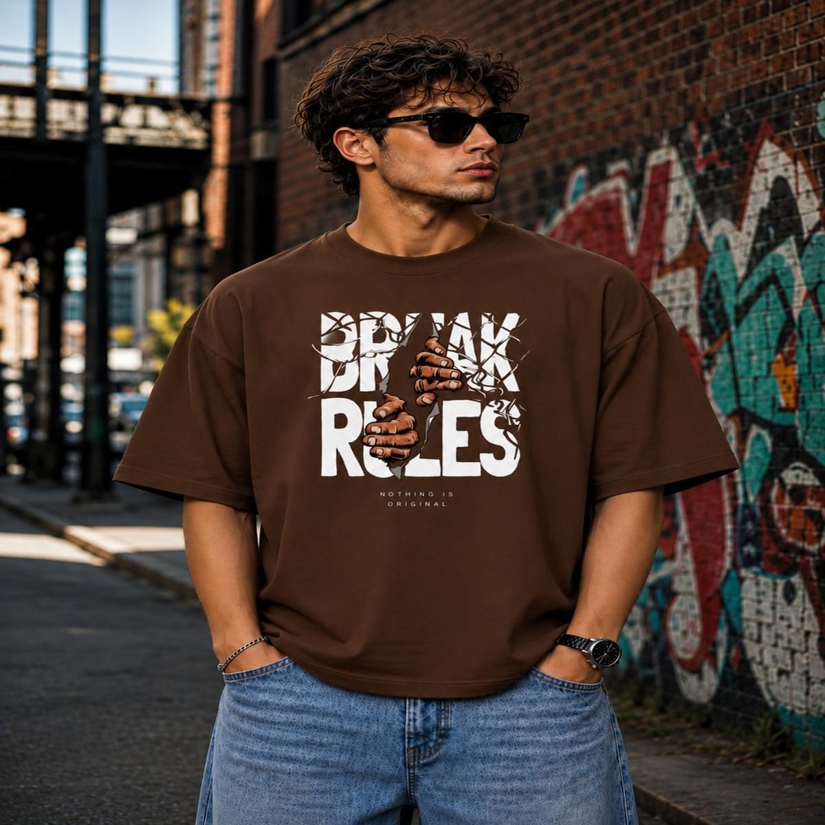 Home Break Rules Oversized Mens T Shirts