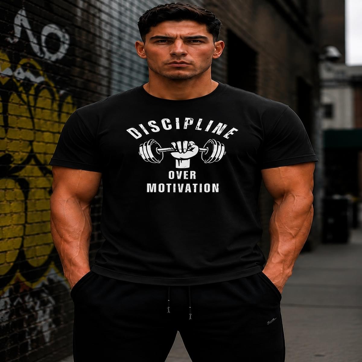 Home Discipline Over Motivation Gym Fit T Shirt