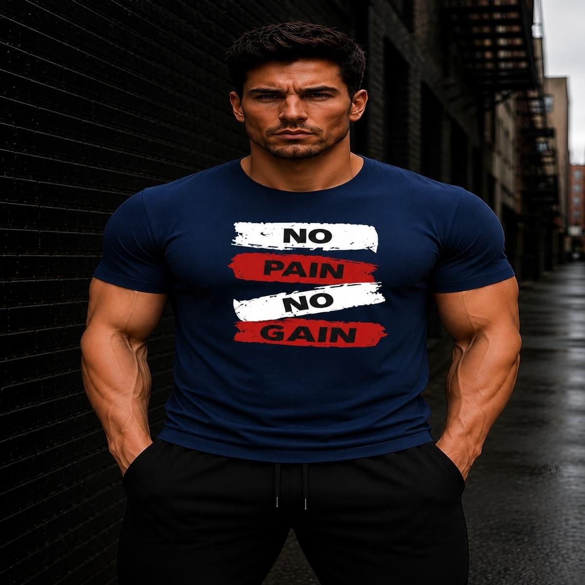 Home No Pain No Gain Gym Fit Mens T Shirts