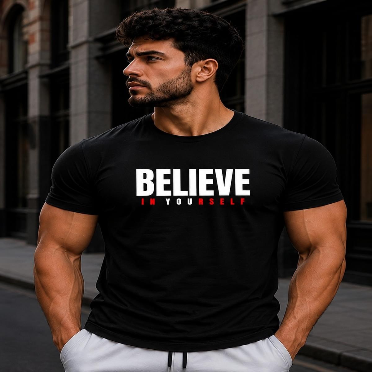 Home Believe In Yourself Gym Fit T Shirt